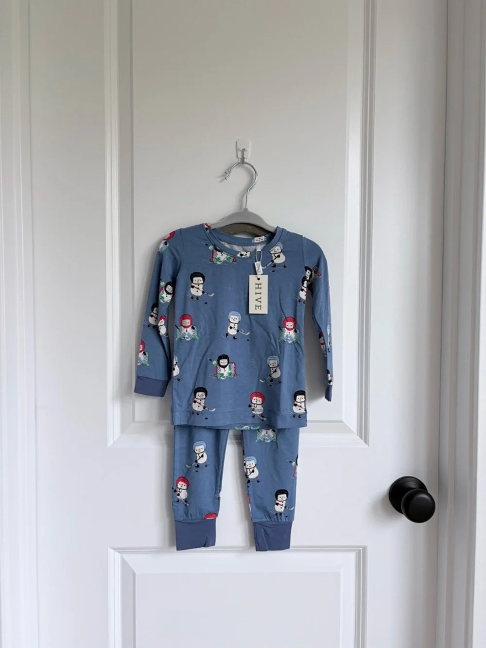 🏒Angel Dear Bamboo Snow Folks Ice Hockey Long Sleeve Pajama Set NWT